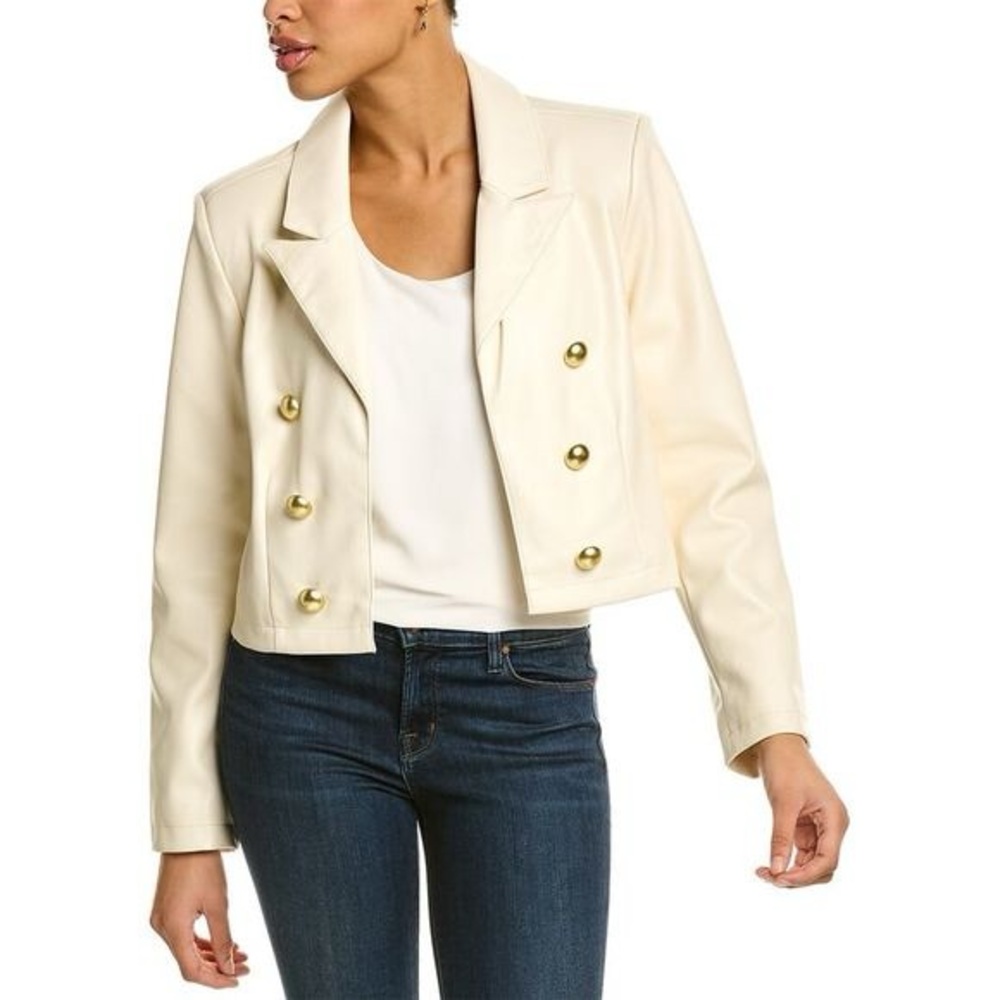 Bagatelle Women's Cream Double-Breasted Moto Jacket